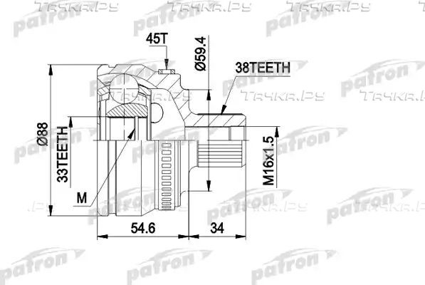 Шрус наружный (граната) Patron. Артикул PCV1435