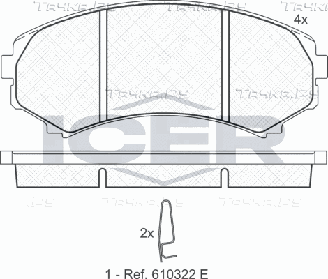 Тормозные колодки Icer передние для Mitsubishi Galant VIII 1999-2003. Артикул 181374