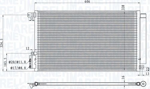 Радиатор кондиционера (конденсатор) Magneti Marelli. Артикул 350203100500