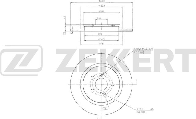 Тормозной диск Zekkert задний для Lexus CT I 2011-2018. Артикул BS-6801