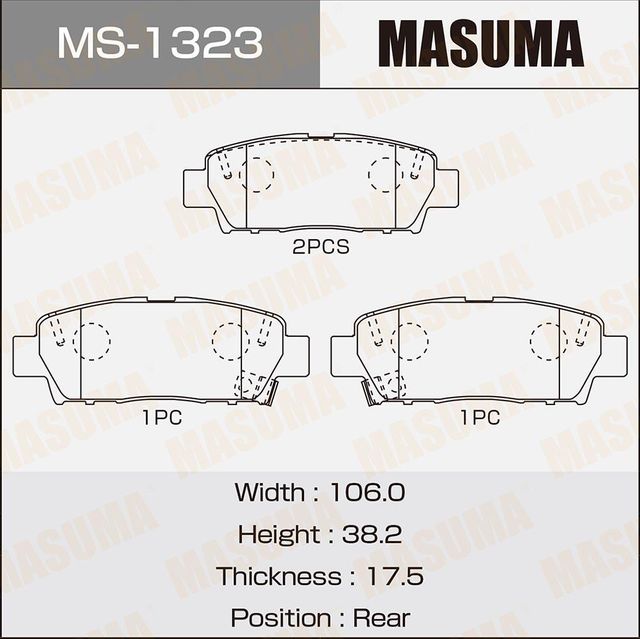 Тормозные колодки Masuma. Артикул MS-1323