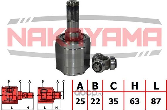 ШРУС внутренний к-кт задний (Nakayama). Артикул NJ7031NY