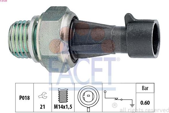 Датчик давления масла Facet Made in Italy - OE Equivalent для Fiat Ducato II 2002-2006. Артикул 7.0129