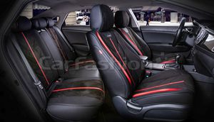 Комплект универсальных каркасных чехлов CarFashion 5D Start Plus на сидения авто, цвет Черный/Черный/Красный. Артикул 22139