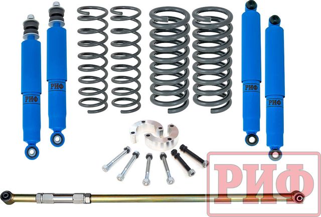 Лифт-комплект РИФ арктический R-AIR для ВАЗ Нива 21214 1977-2020, лифт 25 мм +0-50 кг. Артикул RIF-NVA-EA-Arc