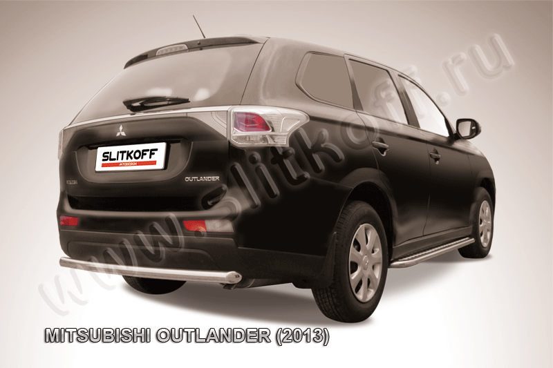 Защита Slitkoff заднего бампера d57 короткая для Mitsubishi Outlander III 2013-2014. Артикул MOUT13-011