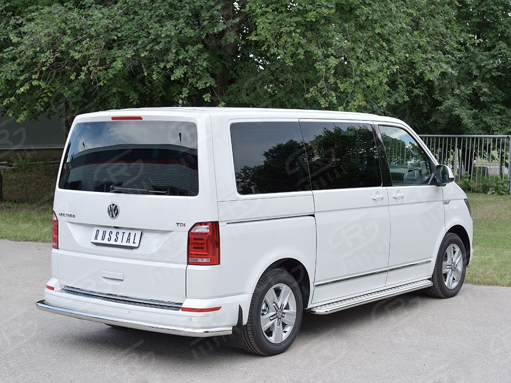 Защита RusStal заднего бампера d63 секция для Volkswagen Multivan T6 (длинная база) 2015-2026. Артикул VCTZ-002321
