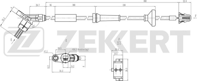 Датчик ABS Zekkert передний/задний для SEAT Ibiza II 1993-2002. Артикул SE-6233