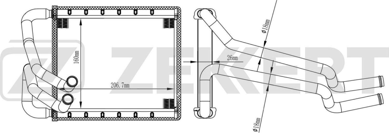 Радиатор отопителя (печки) Zekkert (алюминий). Артикул MK-5060
