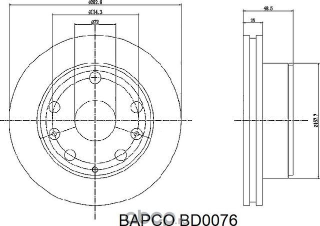 Диск тормозной передний вентилируемый BD0076, (Bapco) Bapco. Артикул BD0076