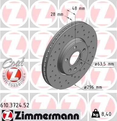 Тормозной диск Zimmermann SPORT Z. Артикул 610.3724.52