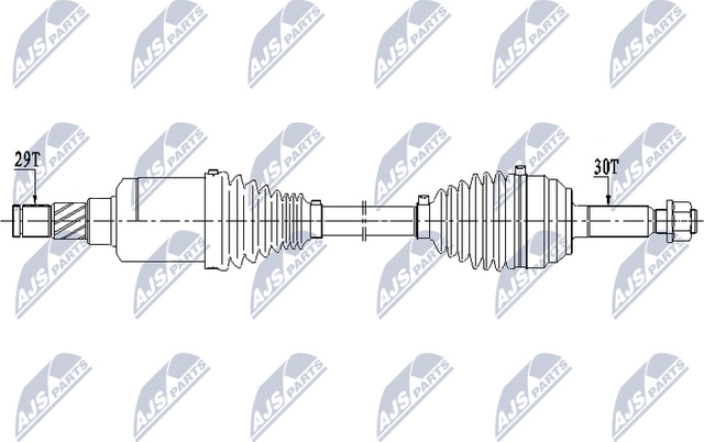 Полуось (привод в сборе, приводной вал) NTY передняя левая для Tesla Model S I 2012-2026. Артикул NPW-CH-118
