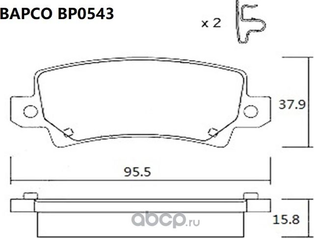 Колодки тормозные дисковые зад. TOYOTA COROLLA (_E12_) (Bapco). Артикул BP0543
