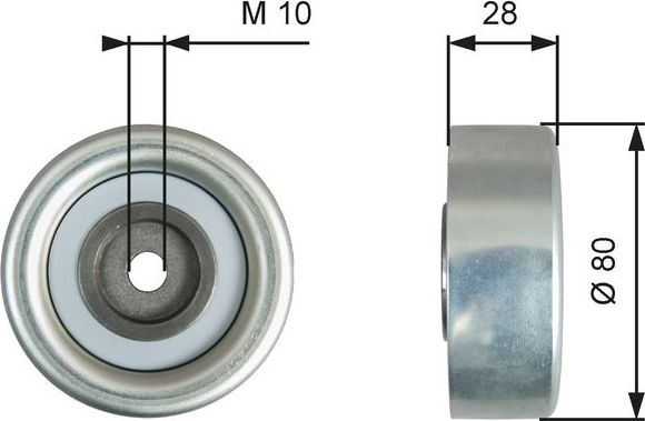Направляющий (ведущий) ролик приводного поликлинового ремня Gates (Металл). Артикул T36778