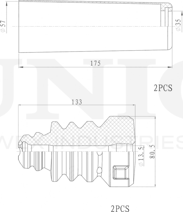 Отбойник и пыльник амортизатора, комплект (Unio). Артикул DUC-50031
