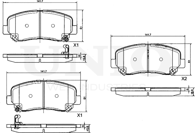Колодки тормозные дисковые, комплект (Unio). Артикул BRP-20001