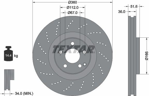 Тормозной диск Textar Pro+. Артикул 92283905
