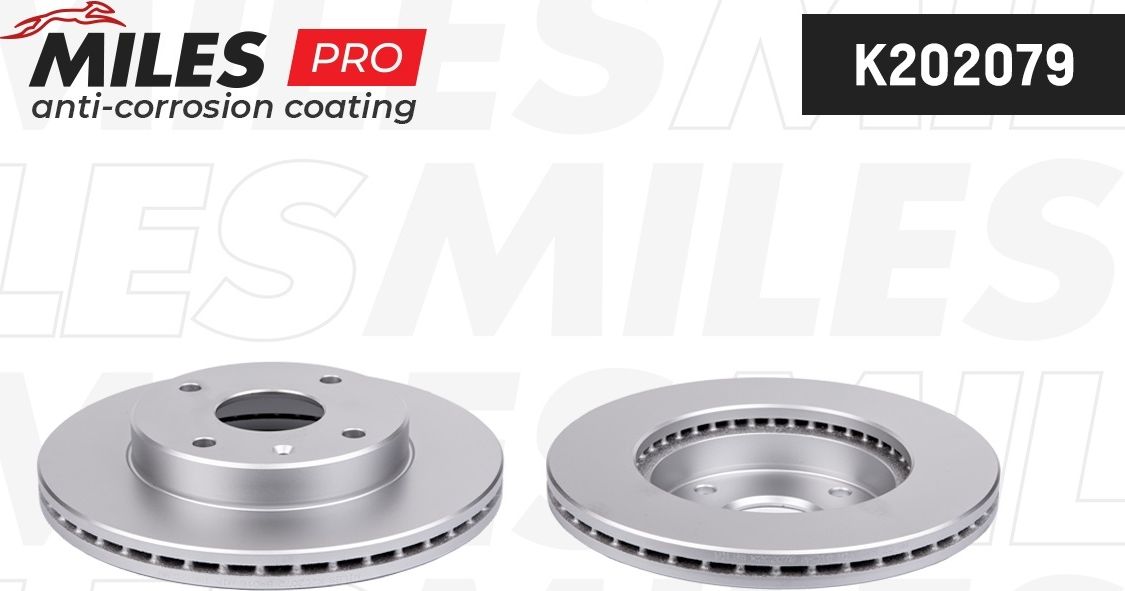 Диск тормозной CHERY FORA 06-/TAGAZ VORTEX ESTINA 08- пер.вент.D 258 с покрытием (Miles). Артикул K202079