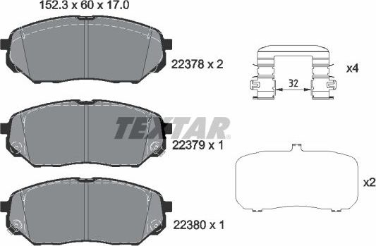 Тормозные колодки Textar apad для Kia Sorento III Prime 2015-2026. Артикул 2237801SC