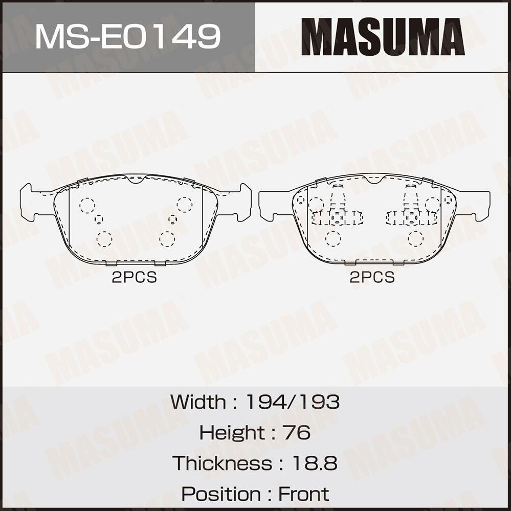 Колодки тормозные дисковые (Masuma). Артикул MS-E0149