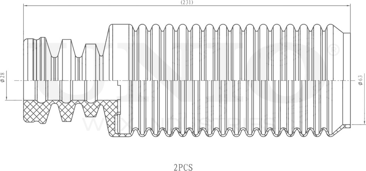 Отбойник и пыльник амортизатора, комплект (Unio). Артикул DUC-50059