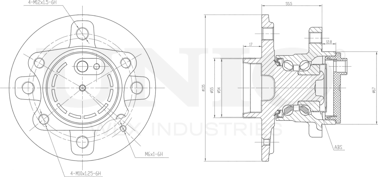 Ступица колеса с интегрированным подшипником (Unio). Артикул HUB-20204