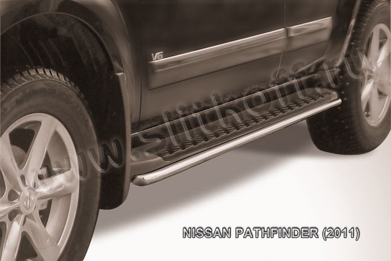 Защита Slitkoff штатного порога d42 для Nissan Pathfinder R51 2011-2014. Артикул NIP11-006