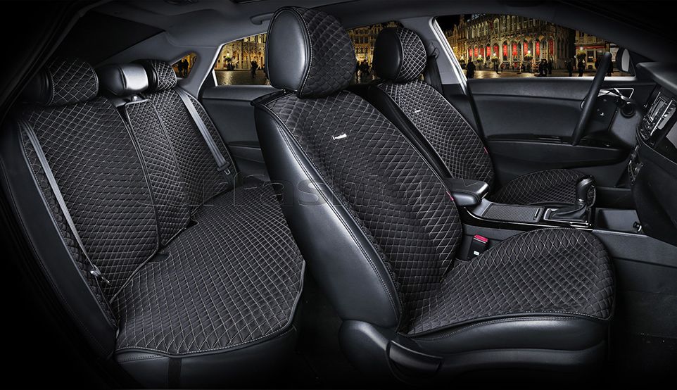 Накидки универсальные CarFashion Palermo Plus для авто, цвет Черный/Бежевый. Артикул 21893