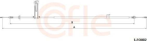 Трос ручника (тросик ручного тормоза) Cofle задний левый для Ford Transit Courier I 2014-2026. Артикул 1.FO002