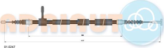 Трос ручника (тросик ручного тормоза) Adriauto для Alfa Romeo 147 I 2001-2010. Артикул 01.0247