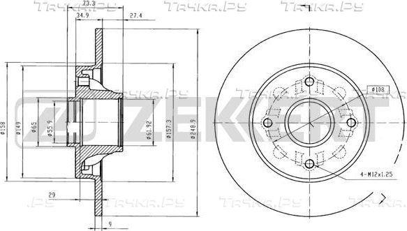 Тормозной диск Zekkert для Citroen DS4 2011-2015. Артикул BS-5025BZ
