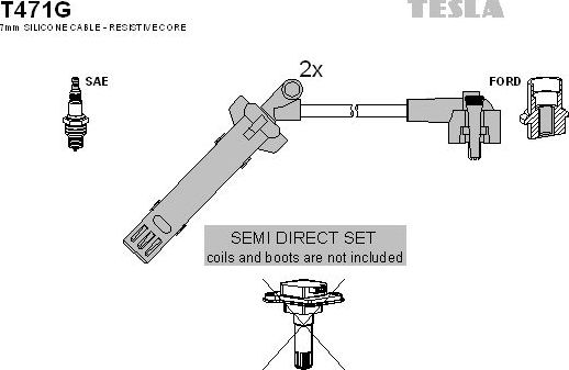 Высоковольтные провода (провода зажигания) (комплект) Tesla. Артикул T471G