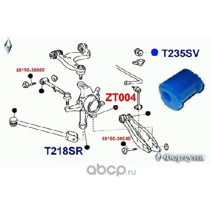 48818-30140 сайлентблоки полиуретановые (Фортуна). Артикул T235SV