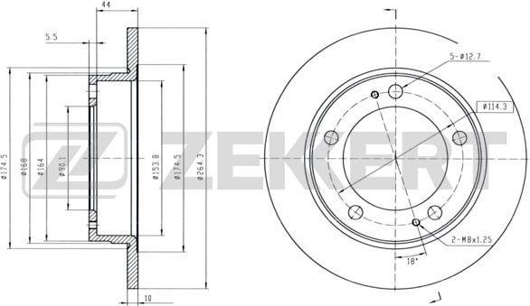 Тормозной диск Zekkert задний для Mitsubishi Eclipse I 1991-1995. Артикул BS-6324