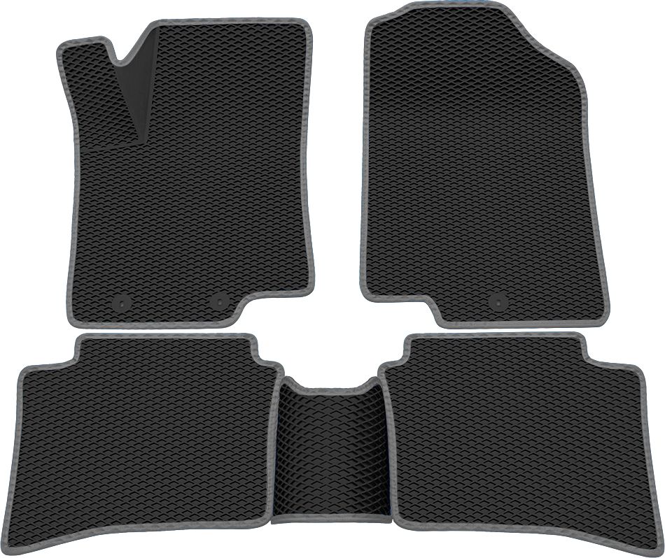 Коврики Rezkon 3D EVA Ромб резиновые для салона Kia Rio III 2011-2017 Серый кант. Артикул 9221020202