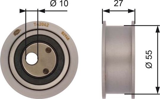 Натяжной ролик (натяжитель) ремня ГРМ Gates PowerGrip®. Артикул T42042