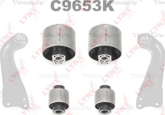 Сайлентблок заднего рычага подвески LYNXauto KIT нижний для Audi A3 II (8P) 2003-2013. Артикул C9653K