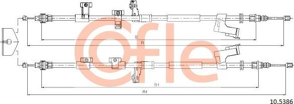 Трос ручника (тросик ручного тормоза) Cofle. Артикул 92.10.5386