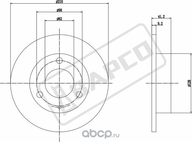 тормозной диск невентилируемый (Bapco) Bapco. Артикул BD0353