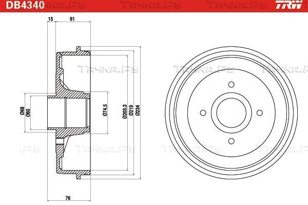 Тормозной барабан TRW задний для Nissan Micra V 2005-2026. Артикул DB4340
