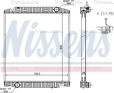 Радиатор охлаждения двигателя Nissens для IVECO Stralis 2012-2026. Артикул 63330A