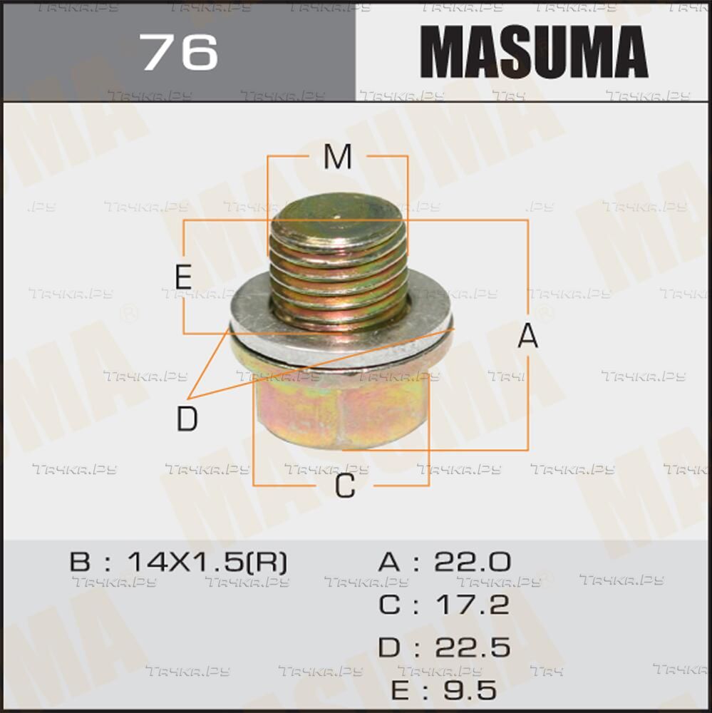 Сливная пробка масляного поддона двигателя Masuma. Артикул 76