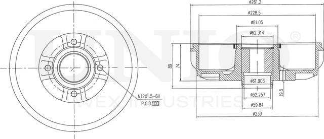 Барабан тормозной (Unio). Артикул BRD-10049