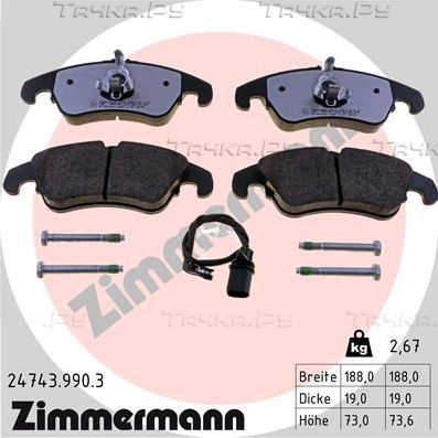 Тормозные колодки Zimmermann rd:z передние для Audi S5 I (8T) 2007-2017. Артикул 24743.990.3