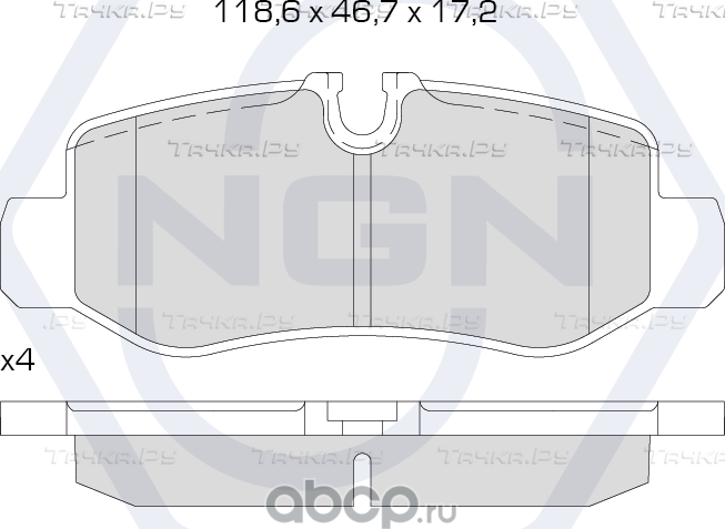 Колодки тормозные керамические, задние (NGN). Артикул 3502519