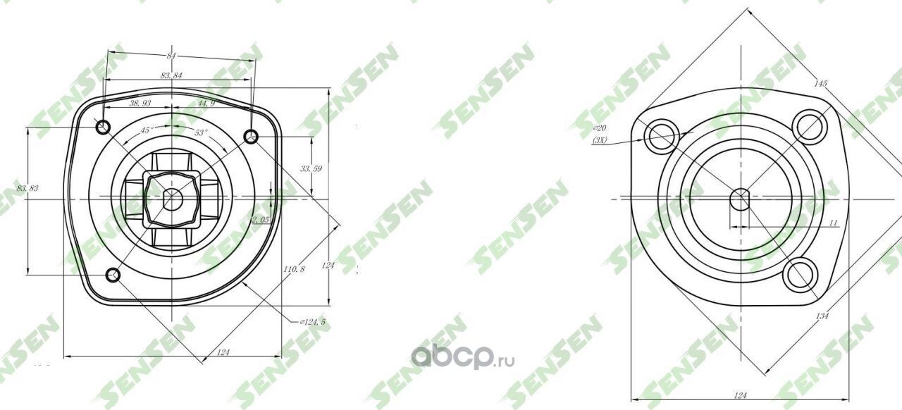 ОПОРА АМОРТИЗАТОРА ЗАДНЕГО ПРАВОГО TOYOTA COROLLA ALL 87-01 (Sensen) Sensen. Артикул M61044