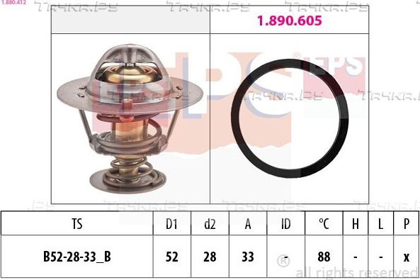 Термостат EPS Made in Italy - OE Equivalent для Ford Transit Torneo VII 2006-2014. Артикул 1.880.412