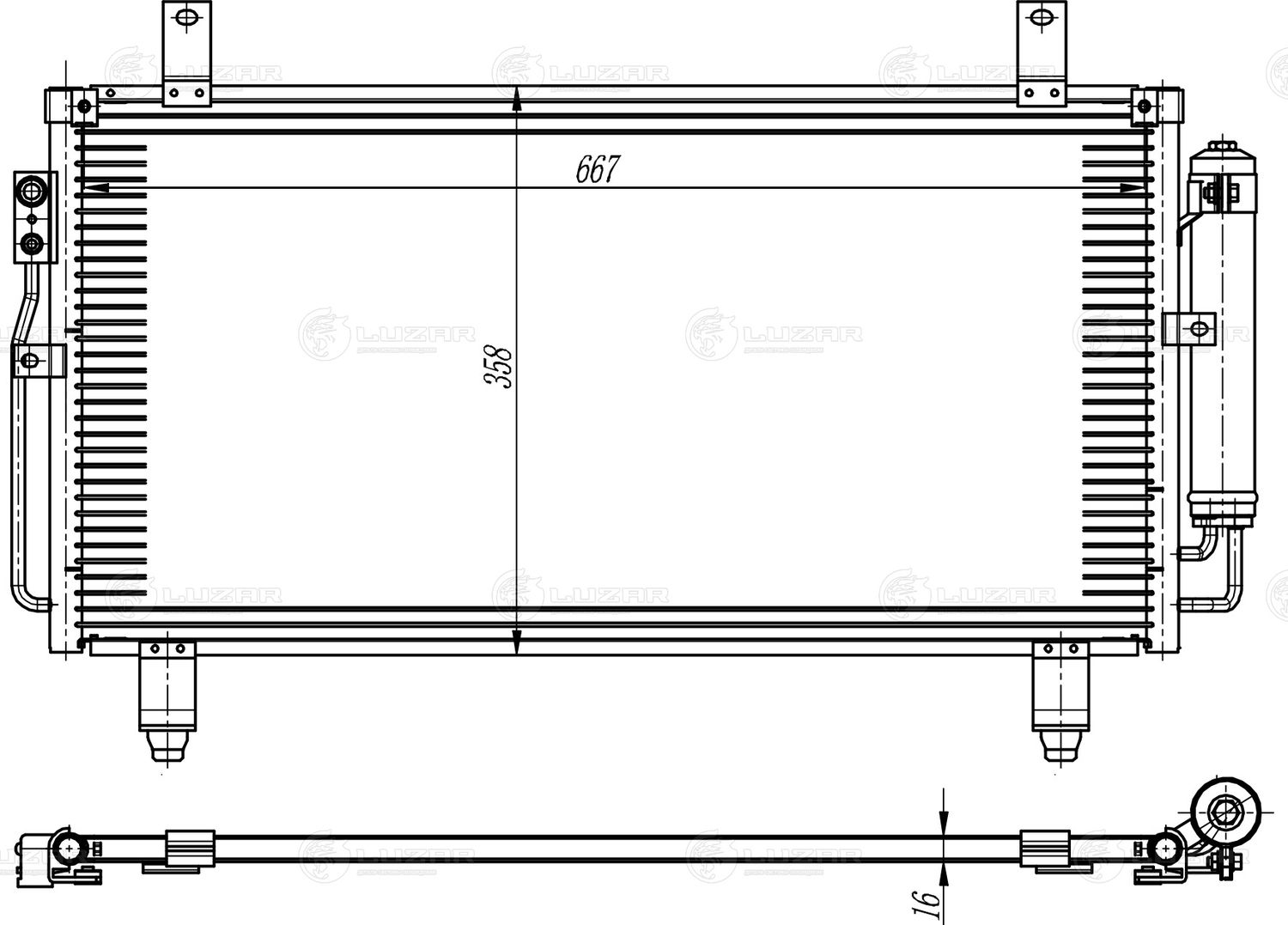 Радиатор кондиционера (конденсатор) Luzar. Артикул LRAC 1115