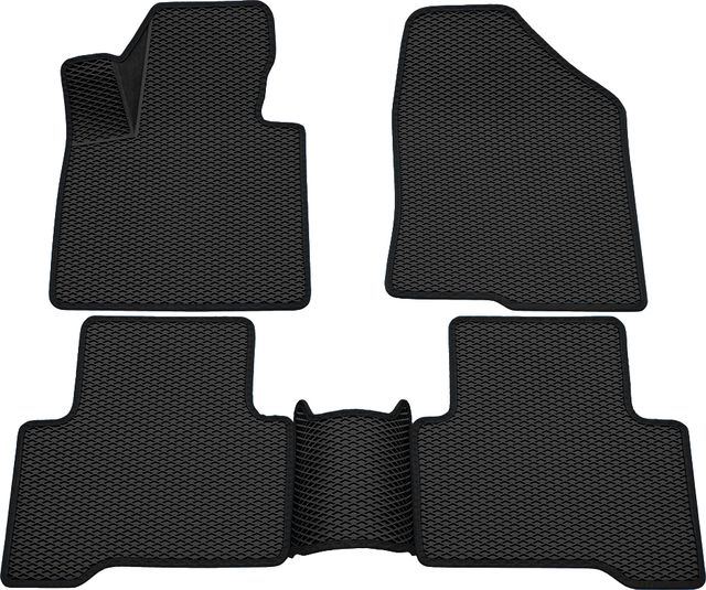 Коврики Rezkon 3D EVA Ромб резиновые для салона Hyundai Santa Fe III 2012-2018 Черный кант. Артикул 9220045401