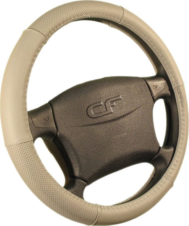 Оплётка на руль CarFashion Nature (размер M, натуральная кожа, цвет СЕРЫЙ). Артикул 31242